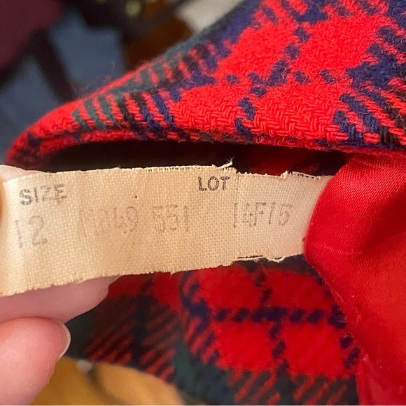 VINTAGE 100% Wool Red Tartan Plaid Pendleton Peacoat w/ Belt Sz M - Picture 10 of 14